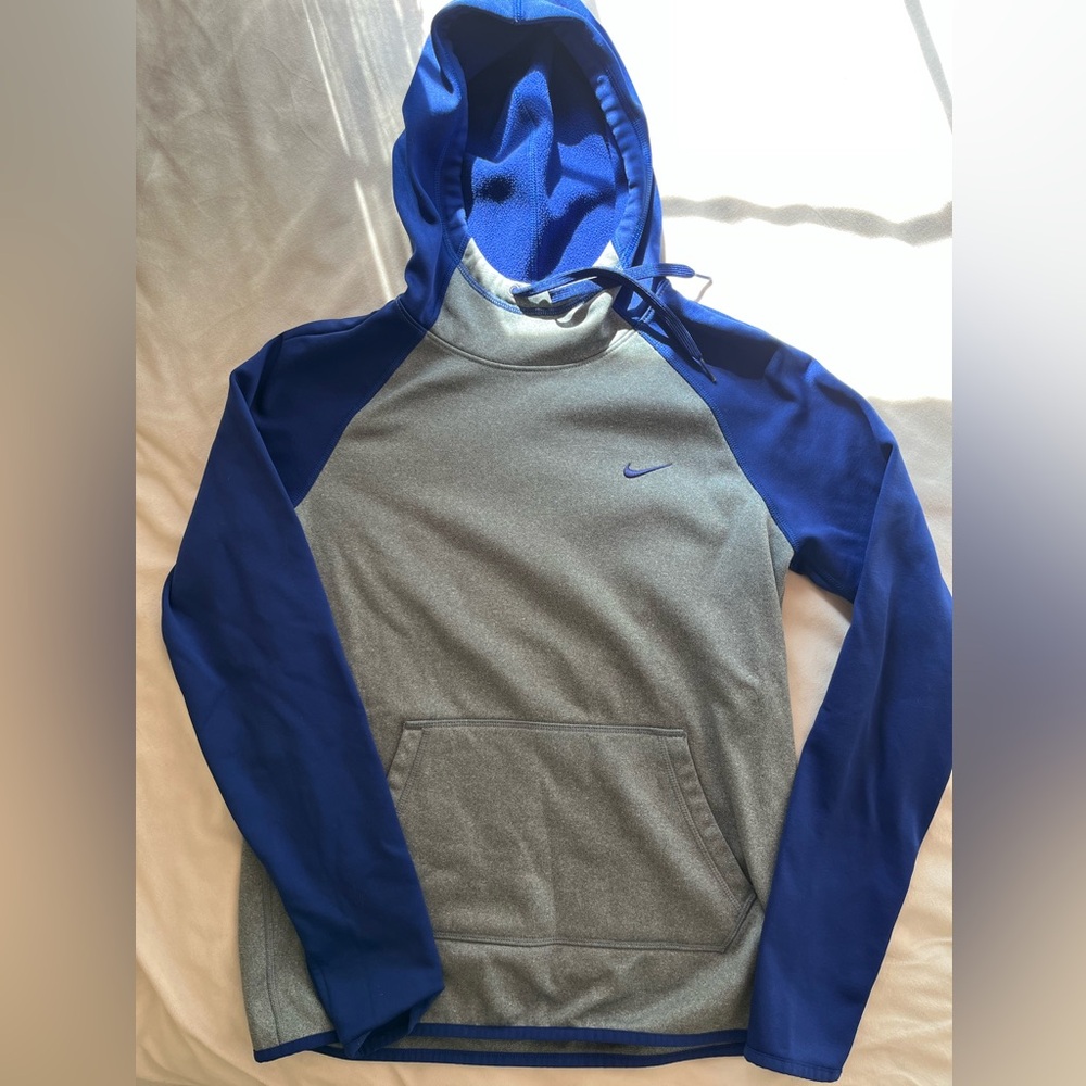 Nike Gray and Blue Pullover Hoodie